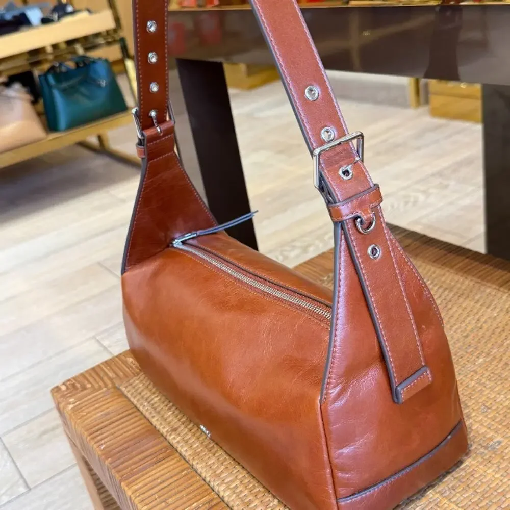 Tory Burch Rory Glazed Shoulder Bag 182691 $450 Aged Brown